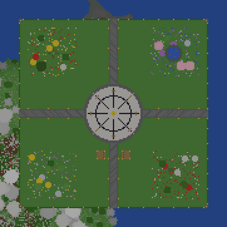 top-down render of the Melt SMP spawn plaza